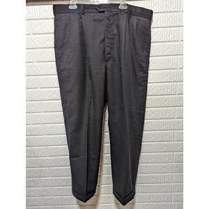 Mr. Higgins Men's Black Wool Fully Lined Pleated Front Cuffed Trouser Pants 42
